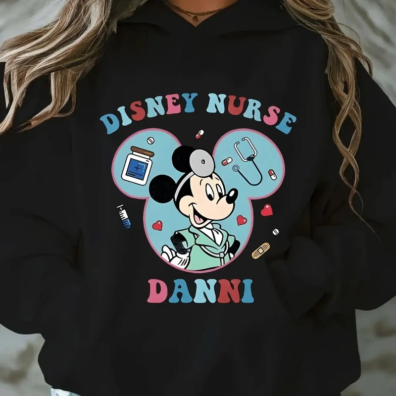 Sweat à capuche à motif Mickey, confortable, à manches longues, adapté à l'automne et à l'hiver, lavable en Machine