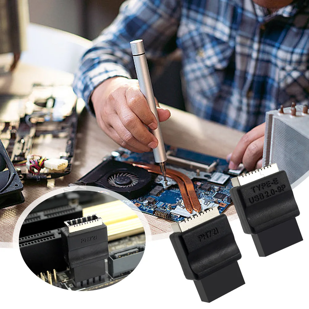 Motherboard USB 2.0 9-Pin To Type-E Front Panel Header Female Adapter TYPE-E Interface Header Adapter for Desktop PC Motherboard