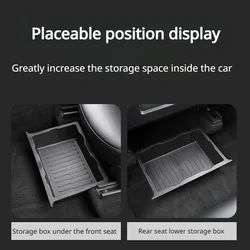 Caja de almacenamiento debajo del asiento para Tesla Model Y, organizador de asiento de coche, soporte de cajón debajo del asiento del vehículo, bandeja Interior para Tesla Model Y