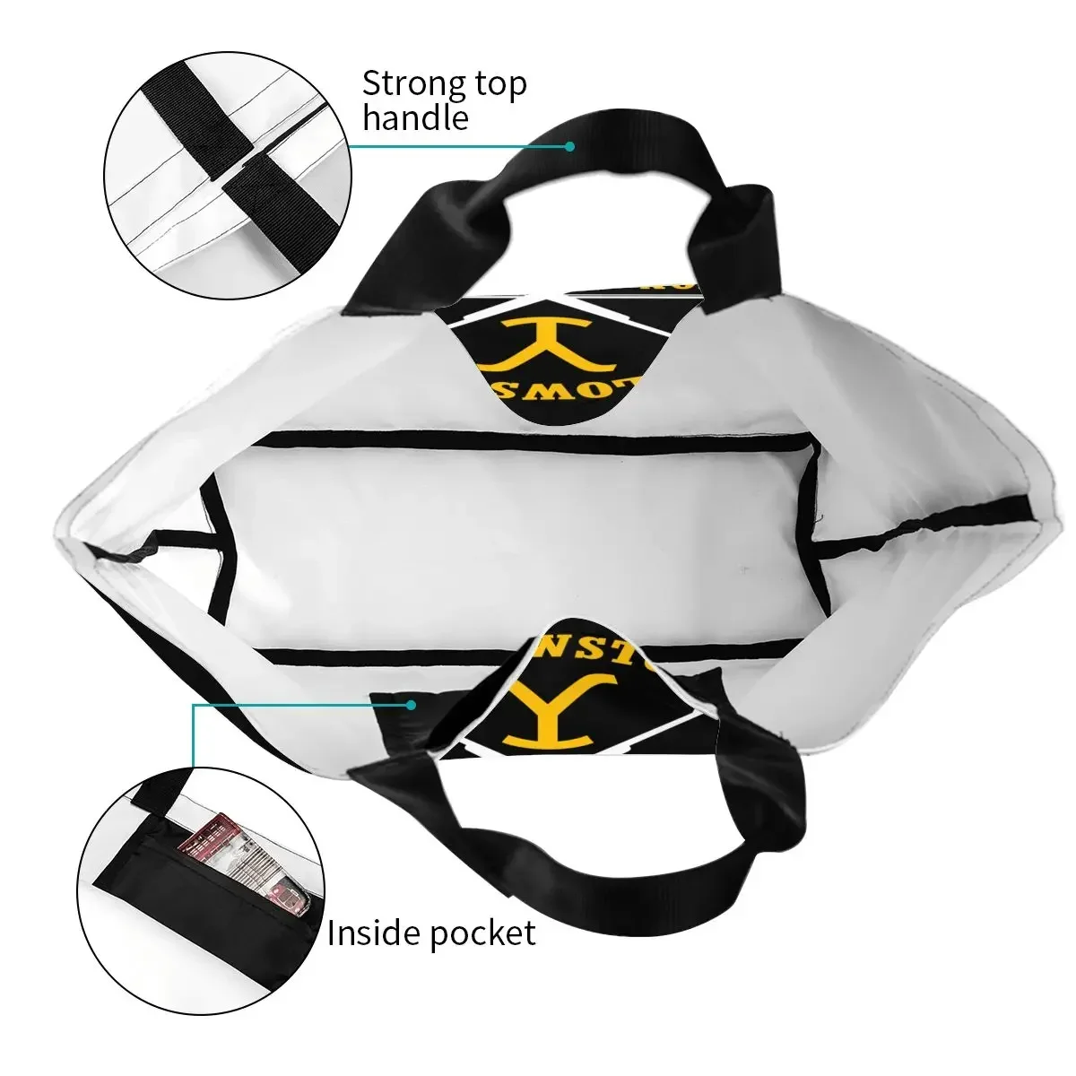 حقيبة تسوق عصرية من يلوستون داتون رانش للتسوق، حقيبة كتف للمتسوقين من القماش قابلة لإعادة الاستخدام #4