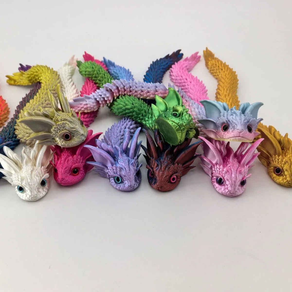 3D Printed Dragon Snake Movable Joint Fidget Toy Figurine Simulation Snake Office Desktop Ornament New Year Gifts Crafts Gift