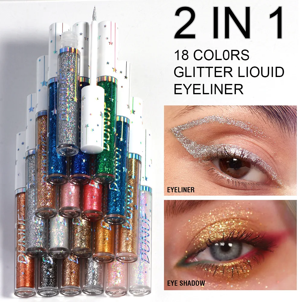 CmaaDu Shiny Liquid Eye Liners Pen Cosmetics for Women Pigment Silver Rose Gold Color Liquid Glitter Eyeliner Gel Pencil Makeup