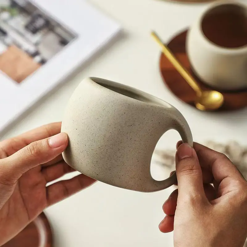

Ceramic Coffee Cups and Saucers Simple Water Cup 220ml Breakfast Milk Oat Drink Mug Exquisite Afternoon Tea Coffee Cup Birthday