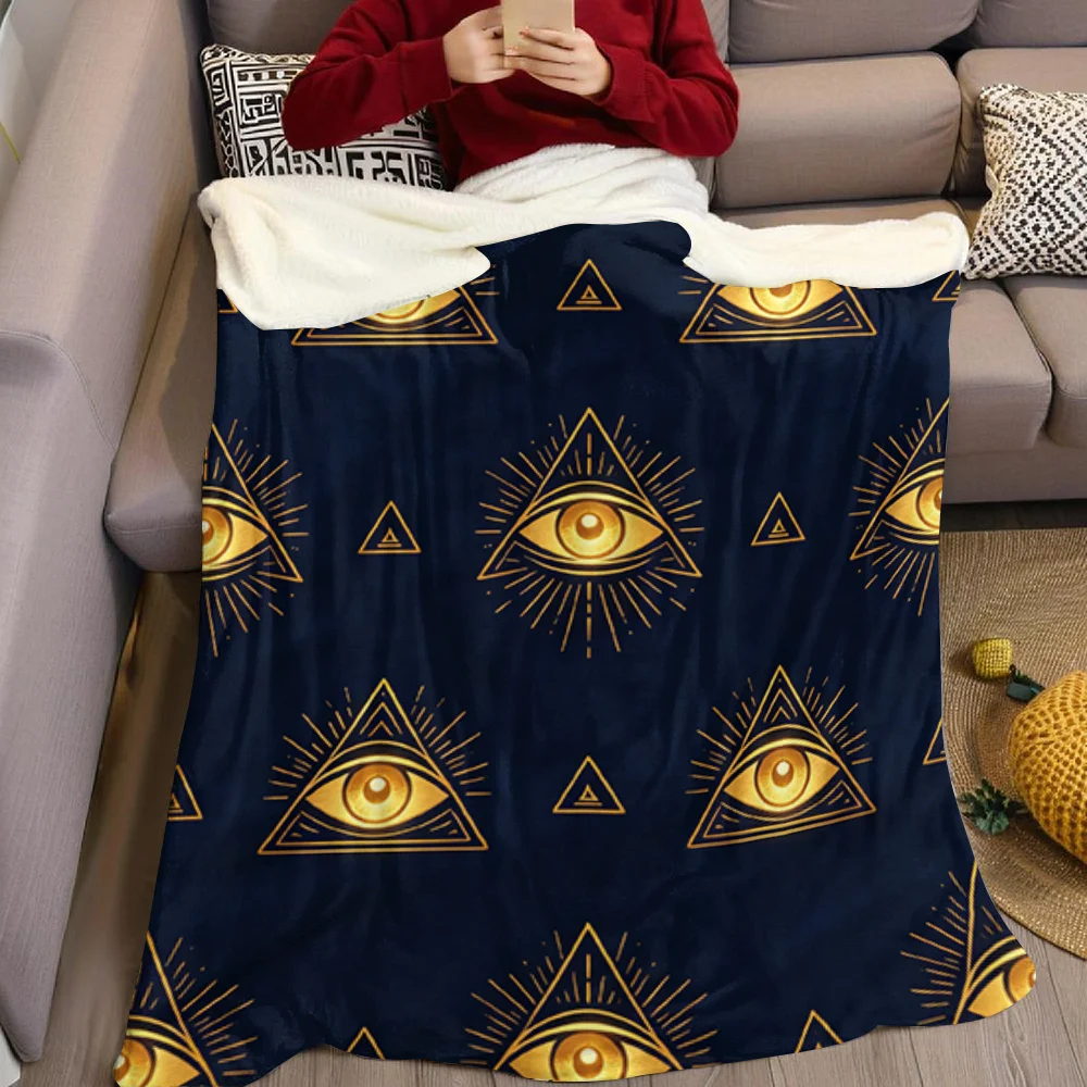 All Seeing Eye Pyramid Flannel Blanket Warm Soft Halloween Christmas All-Season Couch Decorative Cozy Warm Gift