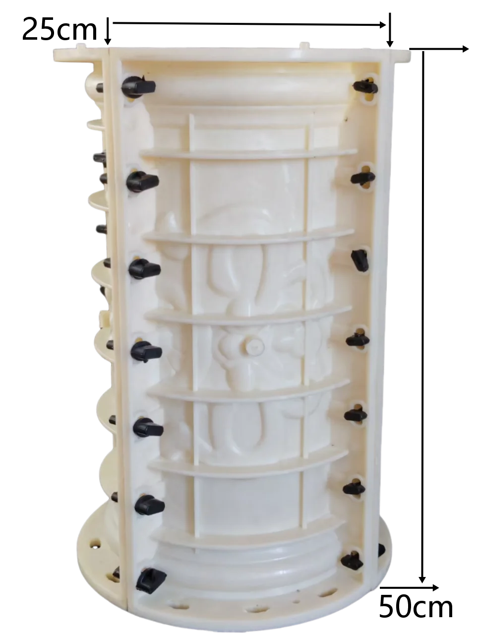 ABS Plastic Roman Column Extension Mold 50cm Height 25cm Dia Concrete Pillar Adding Section Mould for Cement Casting