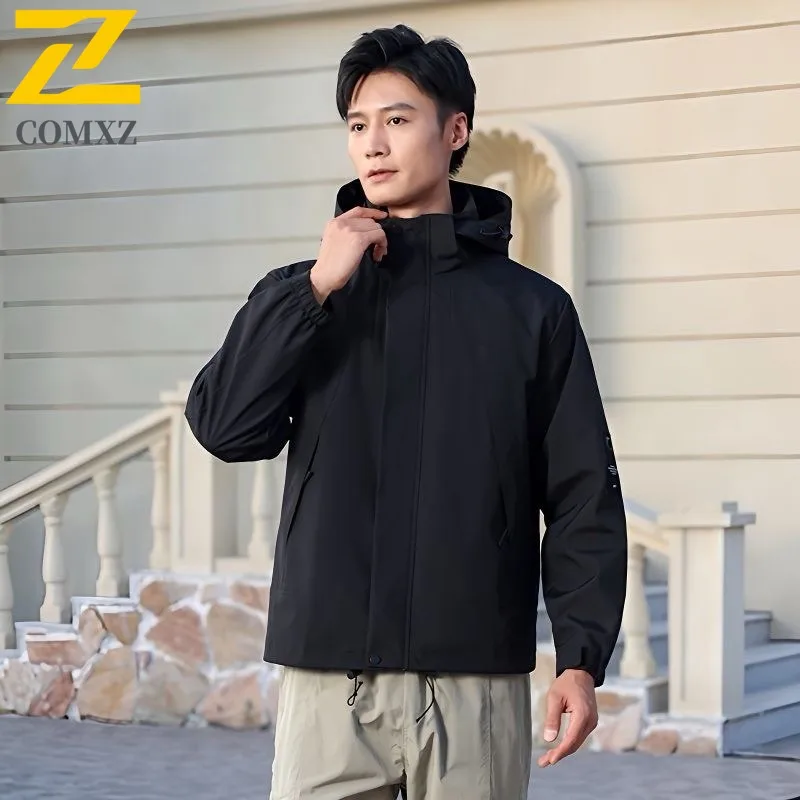 

COMXZ 2025 New Couple Spring Autumn Single Side Softshell Jacket Outdoor Windproof Waterproof Mountaineering Suit Jacket