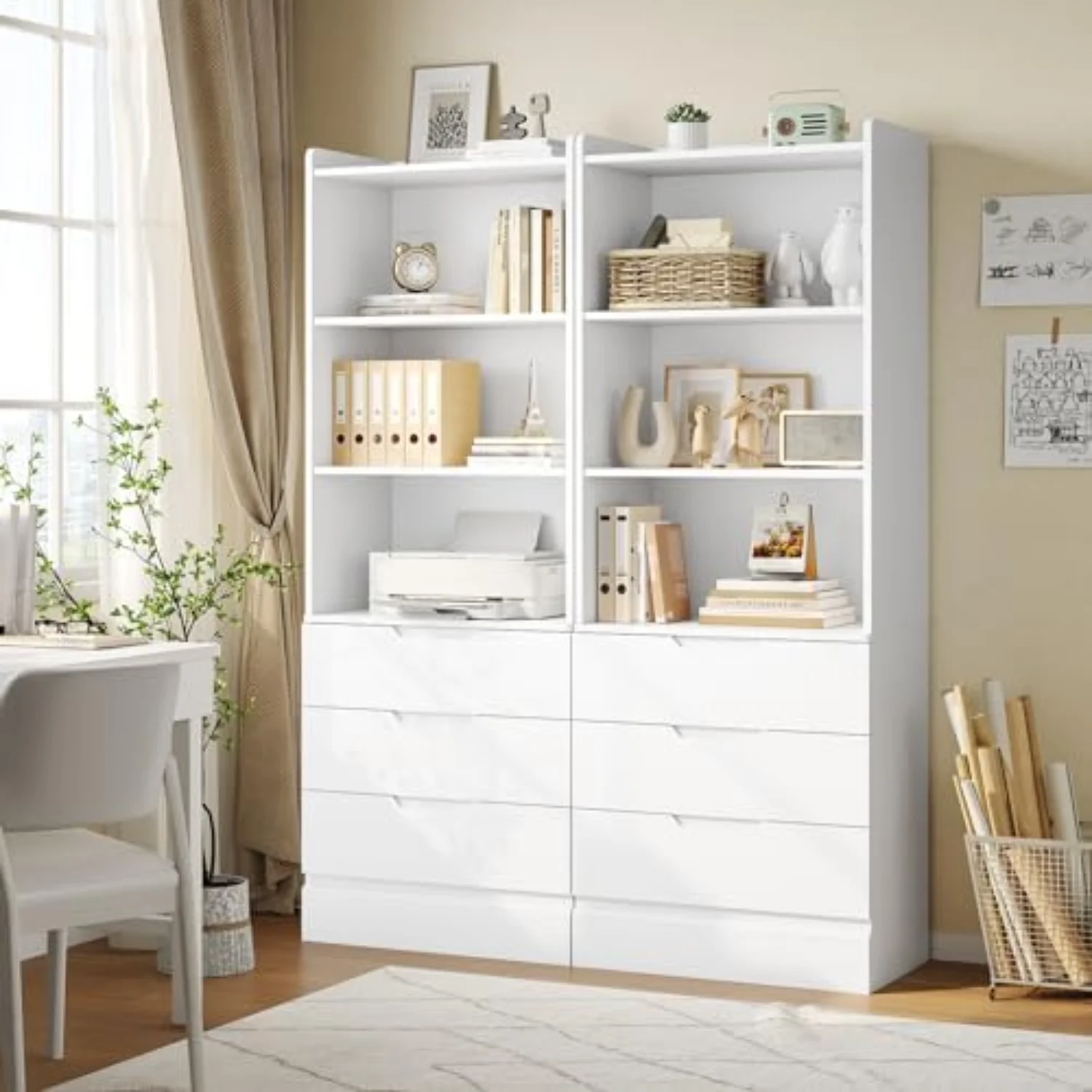 73.23'' Tall Storage Cabinet B - Bookcase Wood Shelf recension och pris