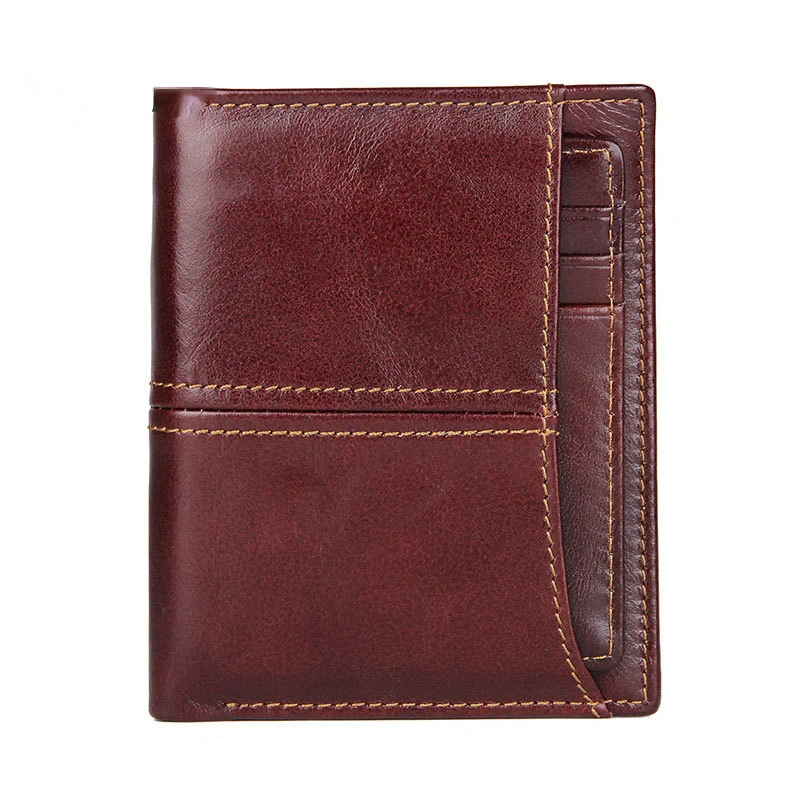 Genuine Leather Men Wallet Card Holder Casual Short Wallets Slim Bifold Business Zipper Coin Purse Male High Quality Money Bag