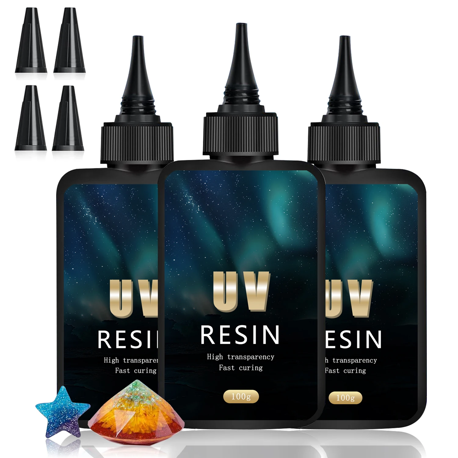 100-400g UV Resin Clear,Hard,Upgraded Crystal Clear Epoxy Resin Up Premixed UV Cure Resin for Craft Jewelry Making