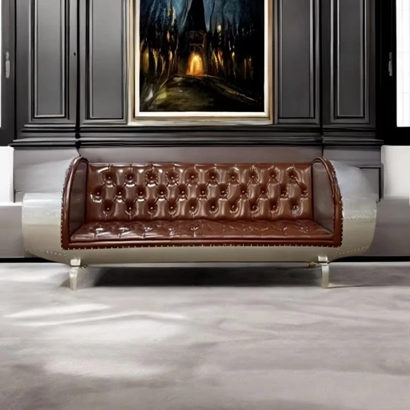

Industrial style aluminum leather rivet sofa bar home leather furniture personalized designer furniture