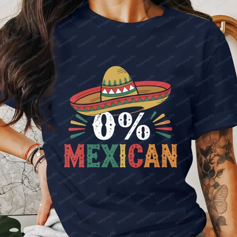 0% 0 Percent Mexican Mexico Pride Funny Cinco De Celebration T-Shirt Casual Fashion Loose Harajuku Soft Y2k Man Women Streetwear