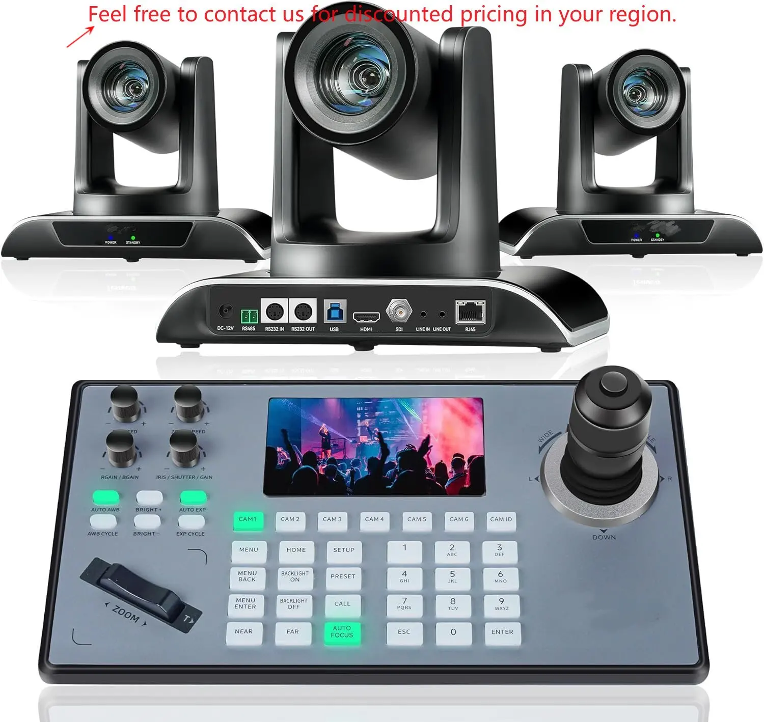 

Profession PTZ Optical Camera 12X Zoom AI POE HD-MI And 4D Joystick Controller For Conference Broadcast Church Streaming SDI