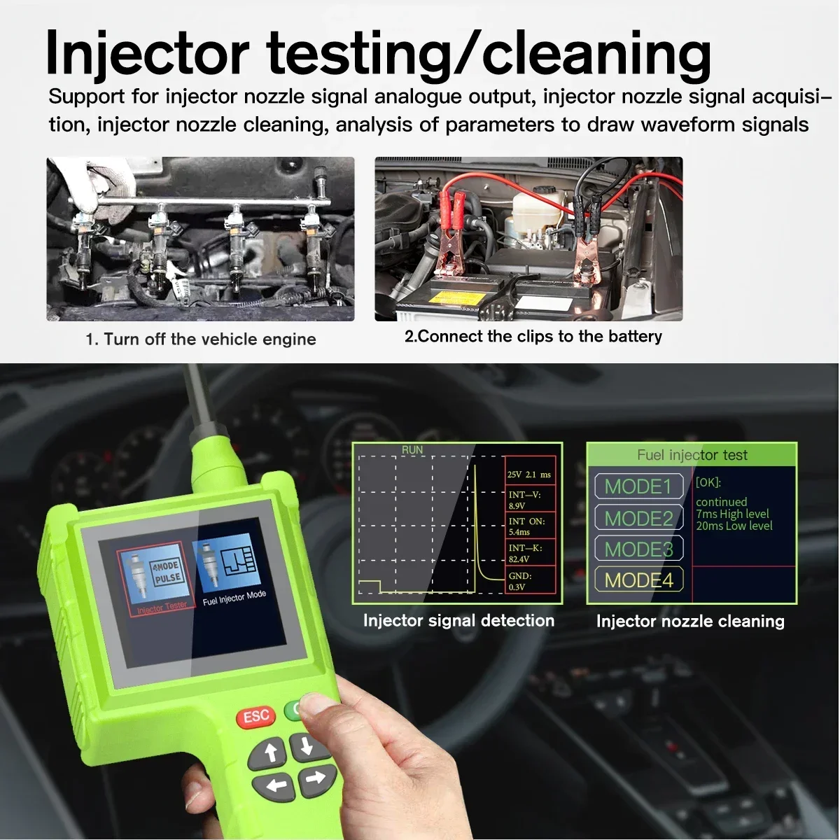 JDiag TOPDIAG P200 Pro 9-48V Automotive Circuit Tester Power Probe Kit with Injector Test Oscilloscope Multimeter Relay Tester