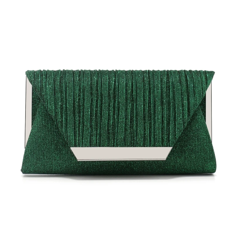 Shiny Sequin Crumpled Metal Strip Evening Bag, Women's Hand-held Bag, Banquet Handbag, Wedding Evening Dress Envelope Clutches