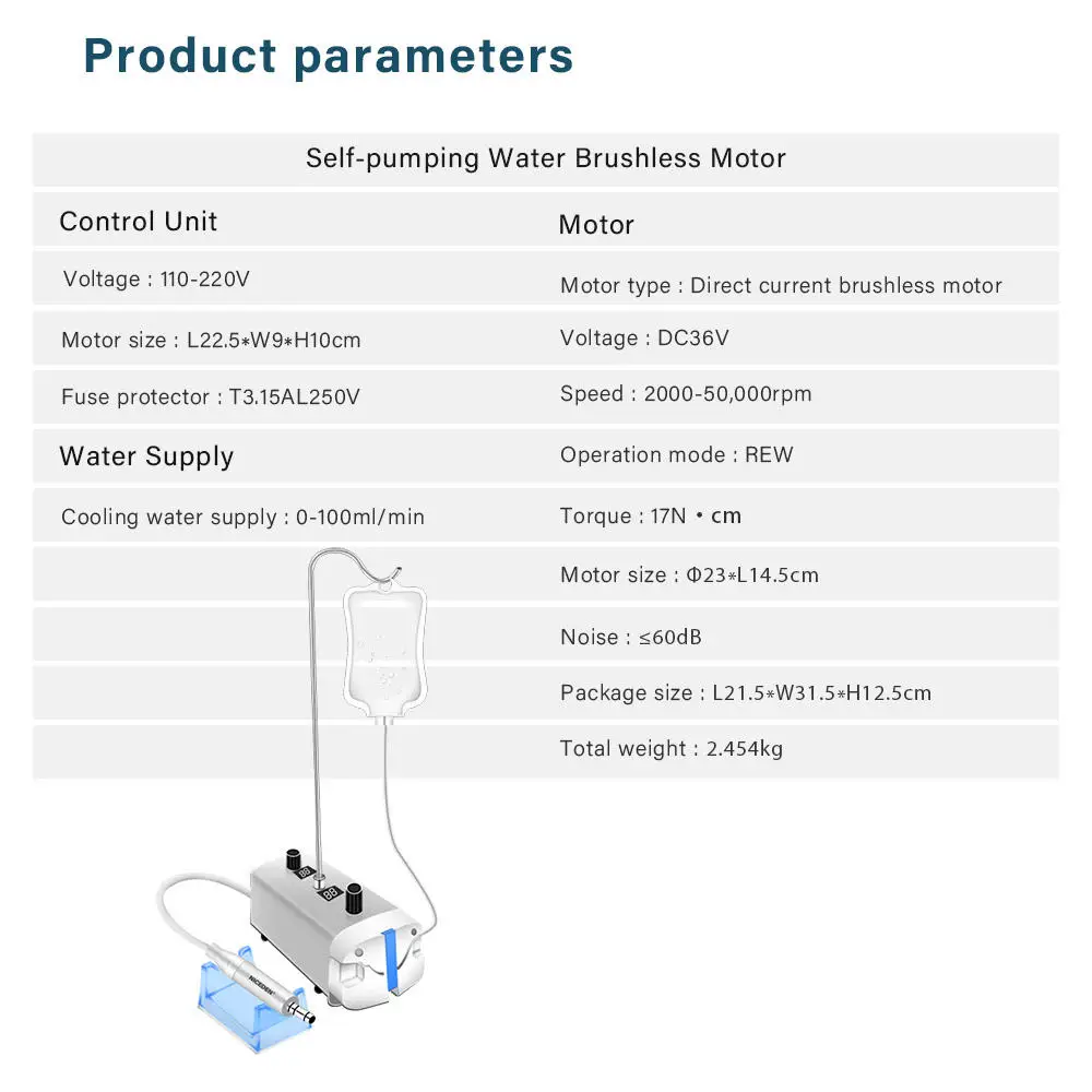 Dental Electric Motor with Water Supply System High-Speed 2000-50,000rpm & 100-220V Power