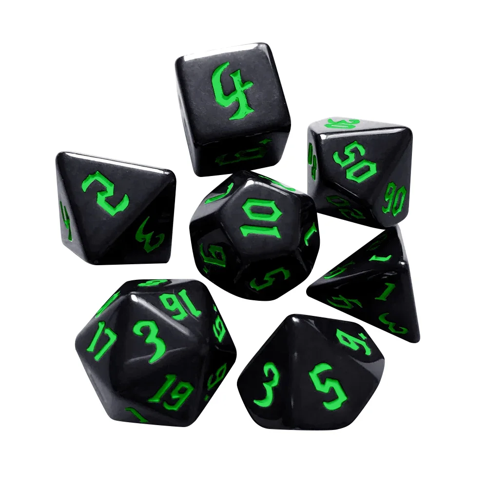 

7pcs Multi-Sided Entertainment Digital Dice Set D4 D6 D8 D10 D12 D20 Opaque Polyhedral Dices for Math/Card Game
