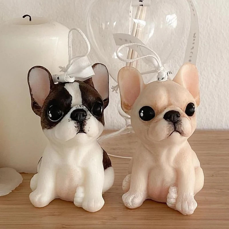 French Bulldog Puppy Candle Mold Animal Resin Bull Pet Dog Puppies Candle Silicone Mould Pet Dog Lover Gifts Home Decoration