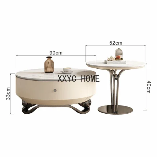 Mesa de centro moderna com placa de pedra, italiana, minimalista, sala de estar, casa, criativa, pequeno, apartamento, combinação redonda