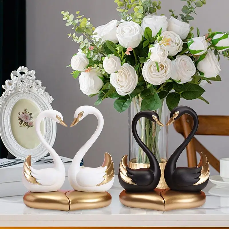 

Couple Swan Figurines Decorative Swan Figurine Animal Statues Swan Model Table Centerpieces Collectible Figurines Resin Desk