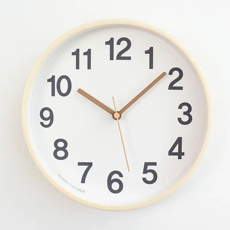 MJK Modern Nordic Style Wooden Wall Clock Quartz Movement Silent Wood Clock for Living Room Dining Room Bedroom Home Decor