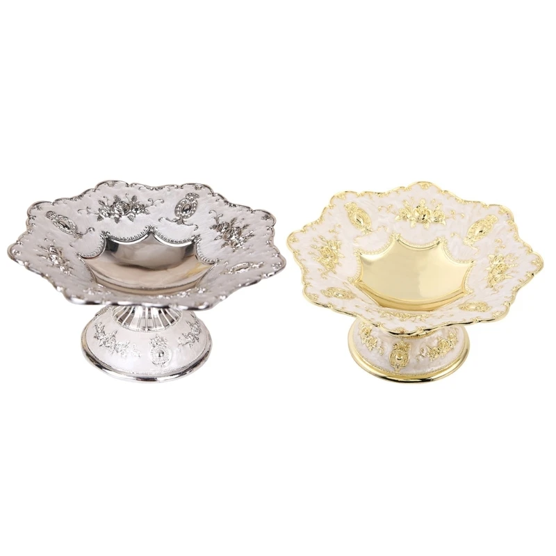 

Snacks Serving Plate Dessert Storage Tray Fruit Plate Alloy Trinket Dish Plate Tea Tray for