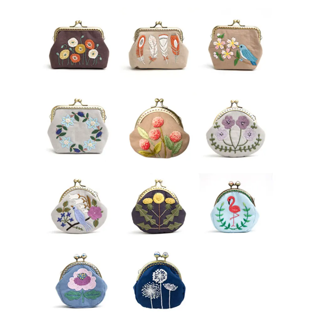 

Fabric Embroidery Bag Ladies Gifts Beginner Kit Manual Sewing Cute Coin Purses Pouch Diy Miss Clutch Knitting Material