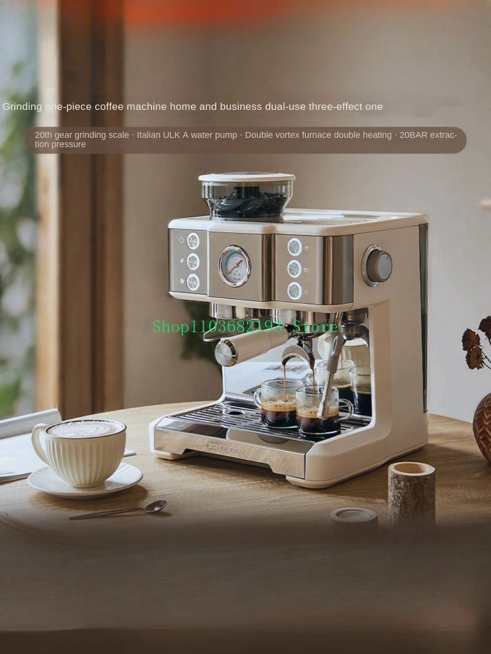 Commercial semi-automatic coffee machine, household Italian small grinding integrated machine, concentrated milk foam