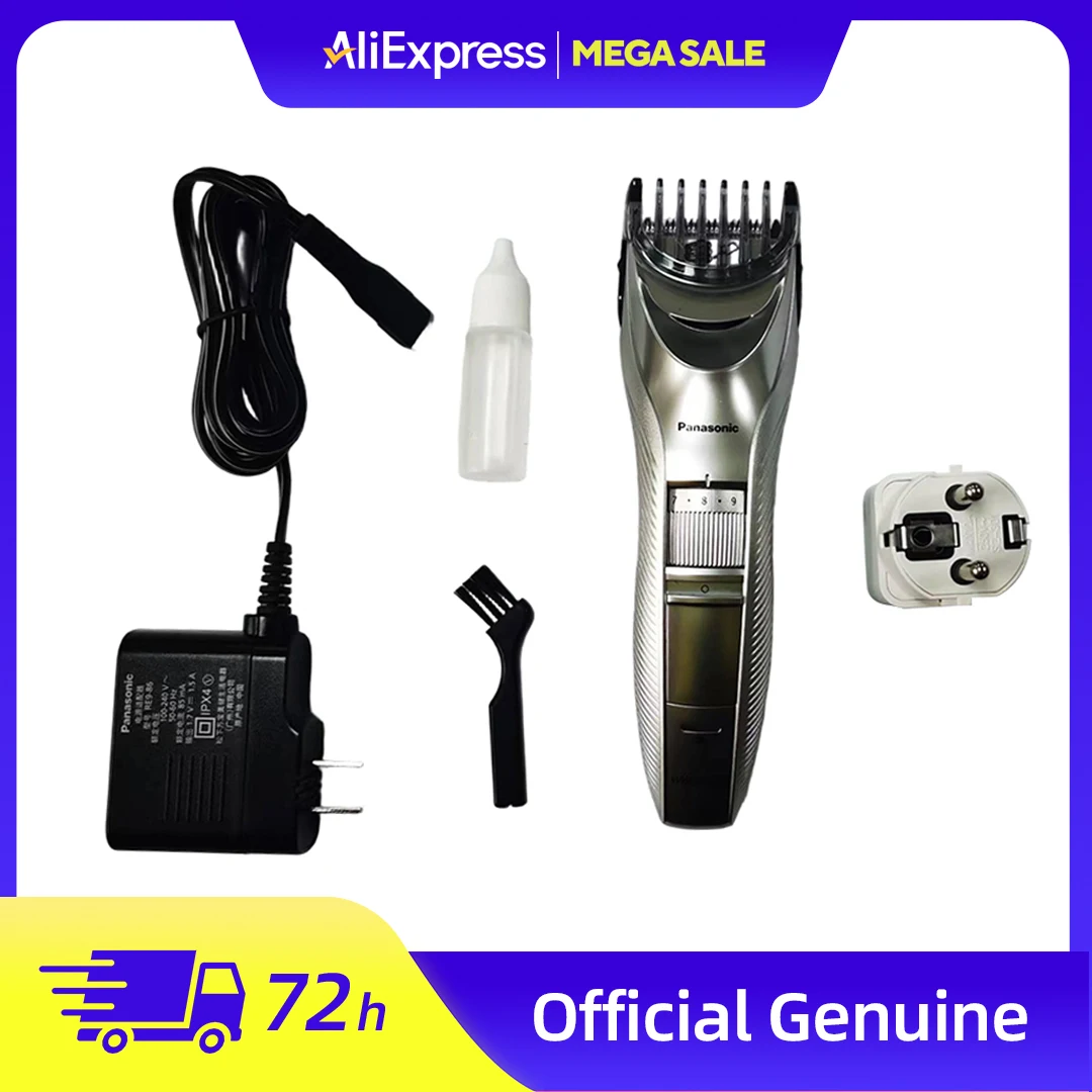 Cortadora de pelo Panasonic recargable/tipo AC plateada con 19 longitudes de corte (1-10 mm) ER-WGC5BS405 lavable de cuerpo completo