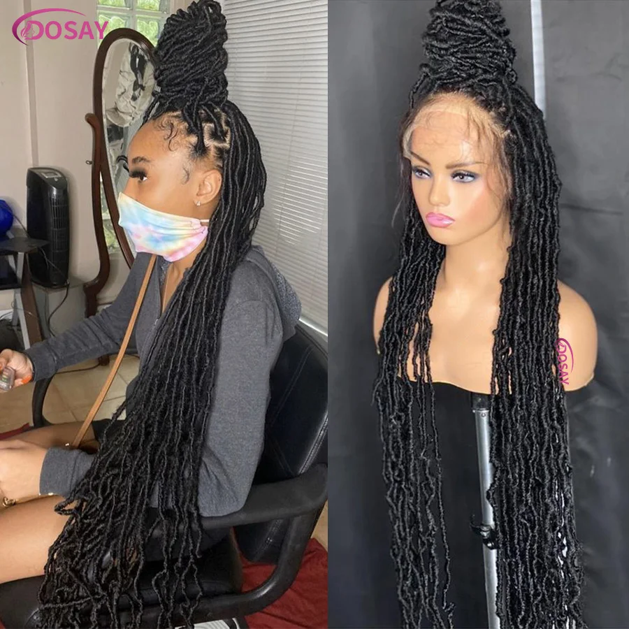 Synthetic Super Long 40 Inches Knotless Twists Braids Full Lace Dreadlock Box Braided Wigs For Afro Black Women Braiding Wigs