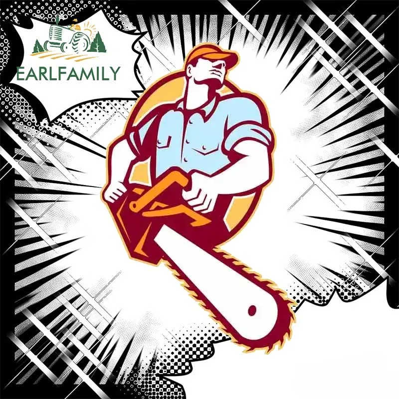 EARLFAMILY 13cm for Lumberjack Tree Surgeon Arborist Chainsaw Graffiti Car Stickers Personality ATV Sticker Sunscreen Decal