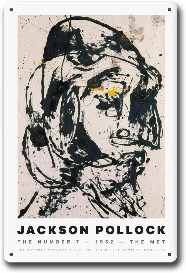 Metal Tin Signs Jackson Pollock Exhibition Abstract Wall Art Decoration Suitable for Restaurant Wall Decoration 8x12inch Tin Sig