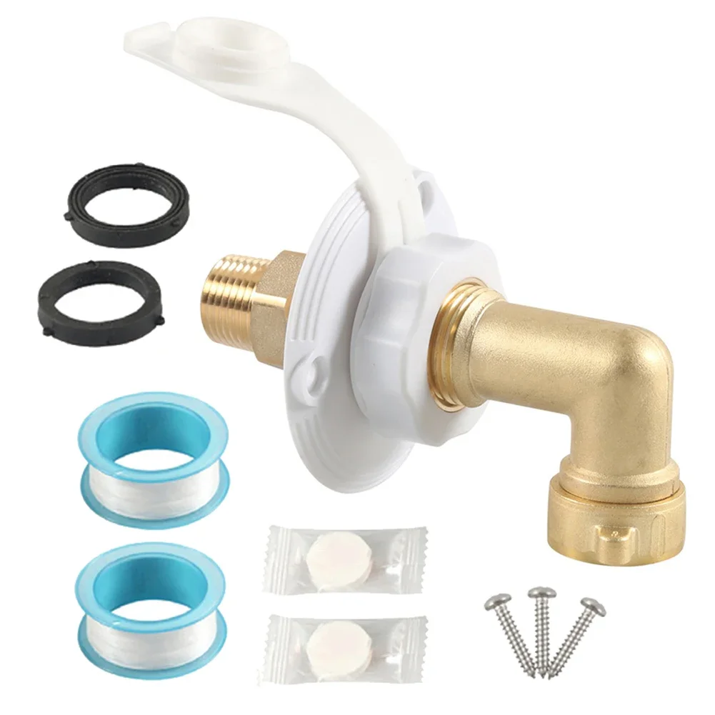 

Simplified Hookup Brass Construction of the RV City Water Fill Inlet featuring a Reliable Built in Check Valve System