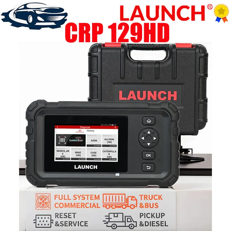 LAUNCH CRP129 HD Heavy Duty Truck Scanner Full System Diesel Scan Tool with 7 Resets DPF Force Regen & Reset for 24V Heavy Truck