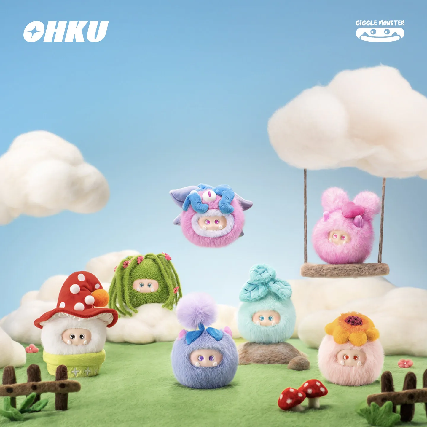 Oiiku Giggle Monster Sprout Story Series Plush Blind Box Vinyl Pendant Doll Kawaii Collectible Figure Home Decor Toys Gifts
