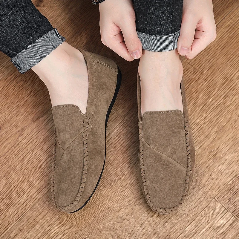 Fashion Suede Men Casual Shoes Male Lazy Shoes Breathable Comfort Slip-on Mens Driving Shoes Luxury Brand Loafers Moccasins