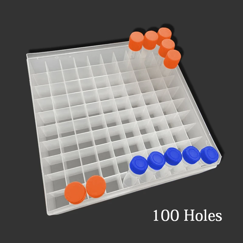 Caixa plástica do congelador do laboratório para 1.5ml/2ml congelando a caixa 100 furos da experiência do laboratório do tubo