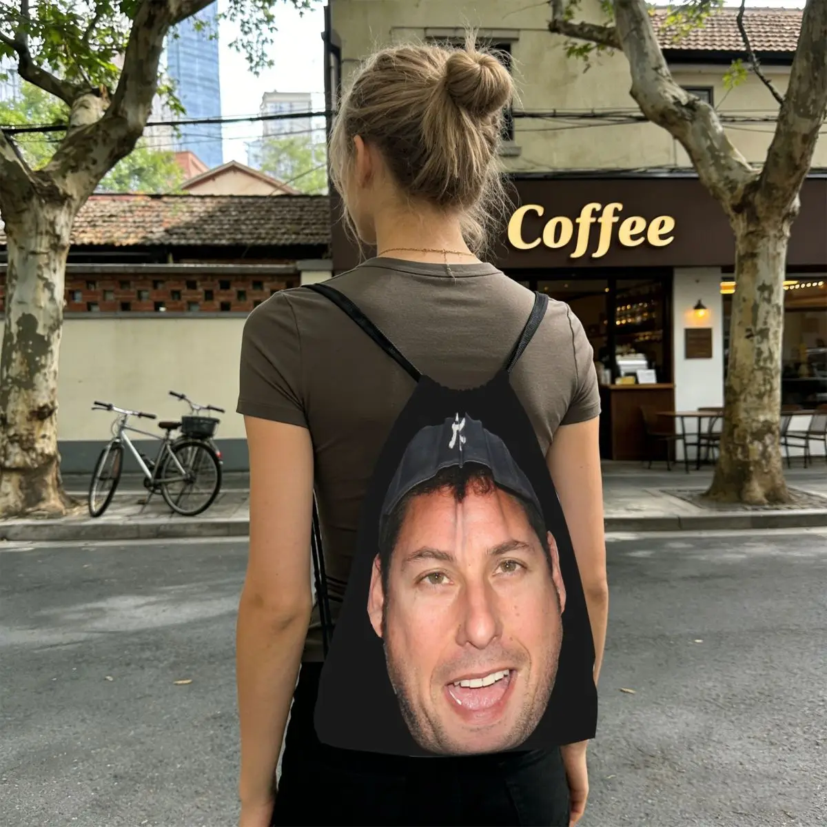The Face Meme Adam Sandler Smile Amazing Poster Backpacks Drawstring Bundle Pocket Sports Bag Book Bags for Man Woman School