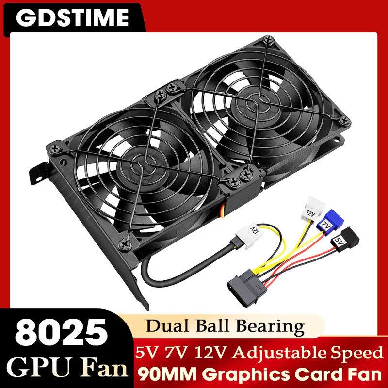 Chłodzenie Karty Graficznej Gdstime 80MM, Wentylator Karty Graficznej 8CM, Uniwersalny Wentylator Chłodzący 8025 do Obudowy Komputera, Chłodzenie CPU i VGA