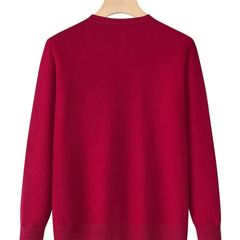 

Autumn New Middle-Aged Mom Women Embroidery Knitted Cardigan Fashion O-Neck Single Breasted Loose Knitwear Female Sweater W1019