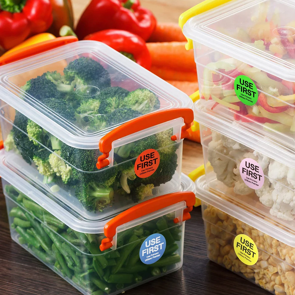 

3 Rolls Inventory Control Labels Round Colored Food Storage Stickers for Containers Dating Use First Restaurant Labels Safe