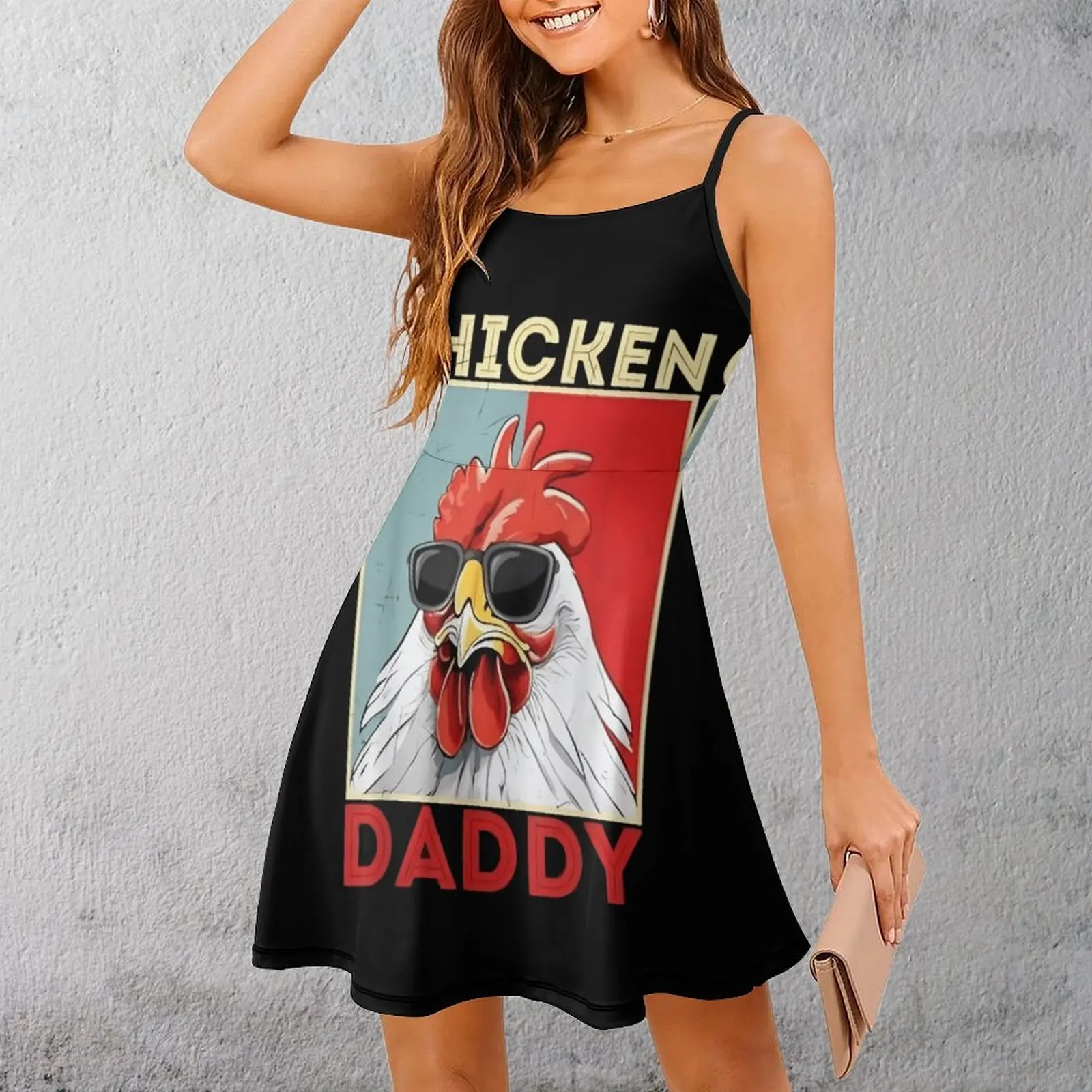 

Солнцезащитные очки Chicken Daddy, постер премиум-класса, экзотическая женская одежда, женское платье на бретельках, юмор, графическое платье на подтяжках для отдыха