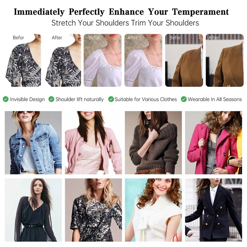 4 أزواج مجموعة في منصات الكتف سمك تنفس الإسفنج منصات الكتف محسن للأكتاف المنحدرة عالية منخفضة تي شيرت دائم