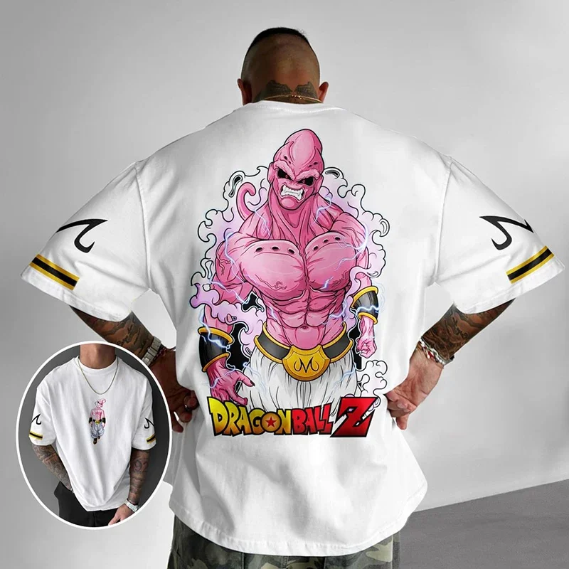 

Футболка Dragon Ball Z Majin Buu для мужчин, летняя, хлопковая, в стиле Y2K Harajuku, для мальчиков, детская, семейная, с коротким рукавом