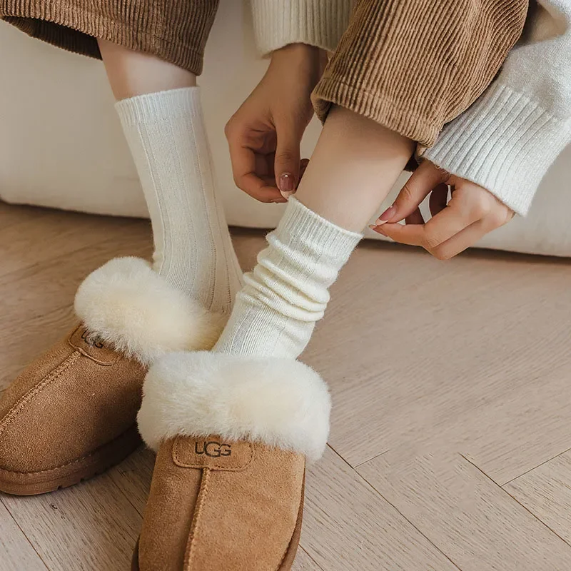 Winter Women's Socks Cashmere Wool Thickened Warm Women's Socks Socks Japanese Harajuku Solid Color Warm Stockings