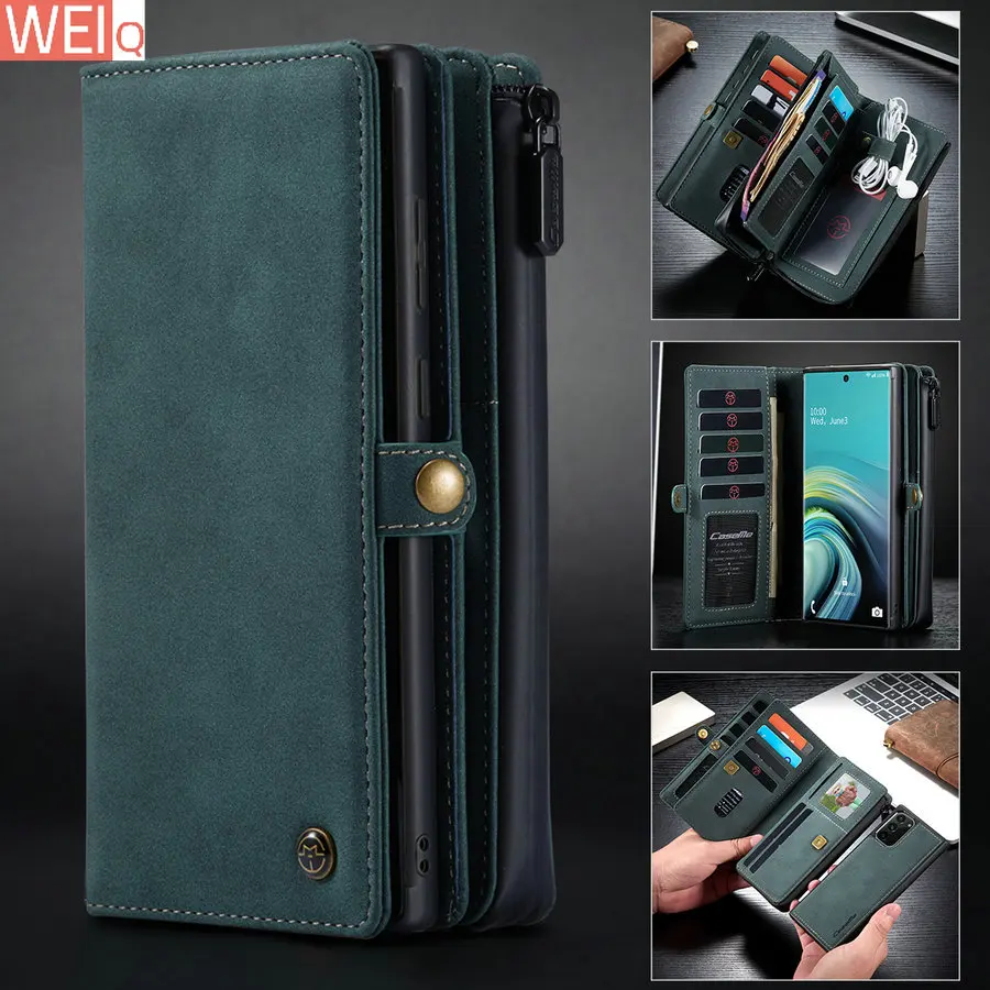 Detachable s24 s23 S22 plus Wallet Case For Samaung Galaxy Note20 S21 s20 Ultra Zipper Leather Phone Cover A71 A72 A52 Cases