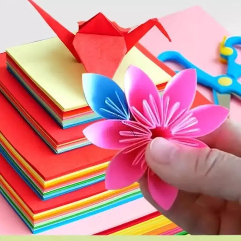 100 Pcs Colorful Paper Square Paper Double Sided Color Folding Paper