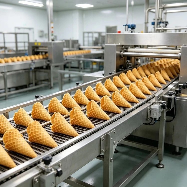 High Automatic Quality Mini Bake Waffle Roll Sugar Biscuit Ice Cream Cone Make Production Line Machine for