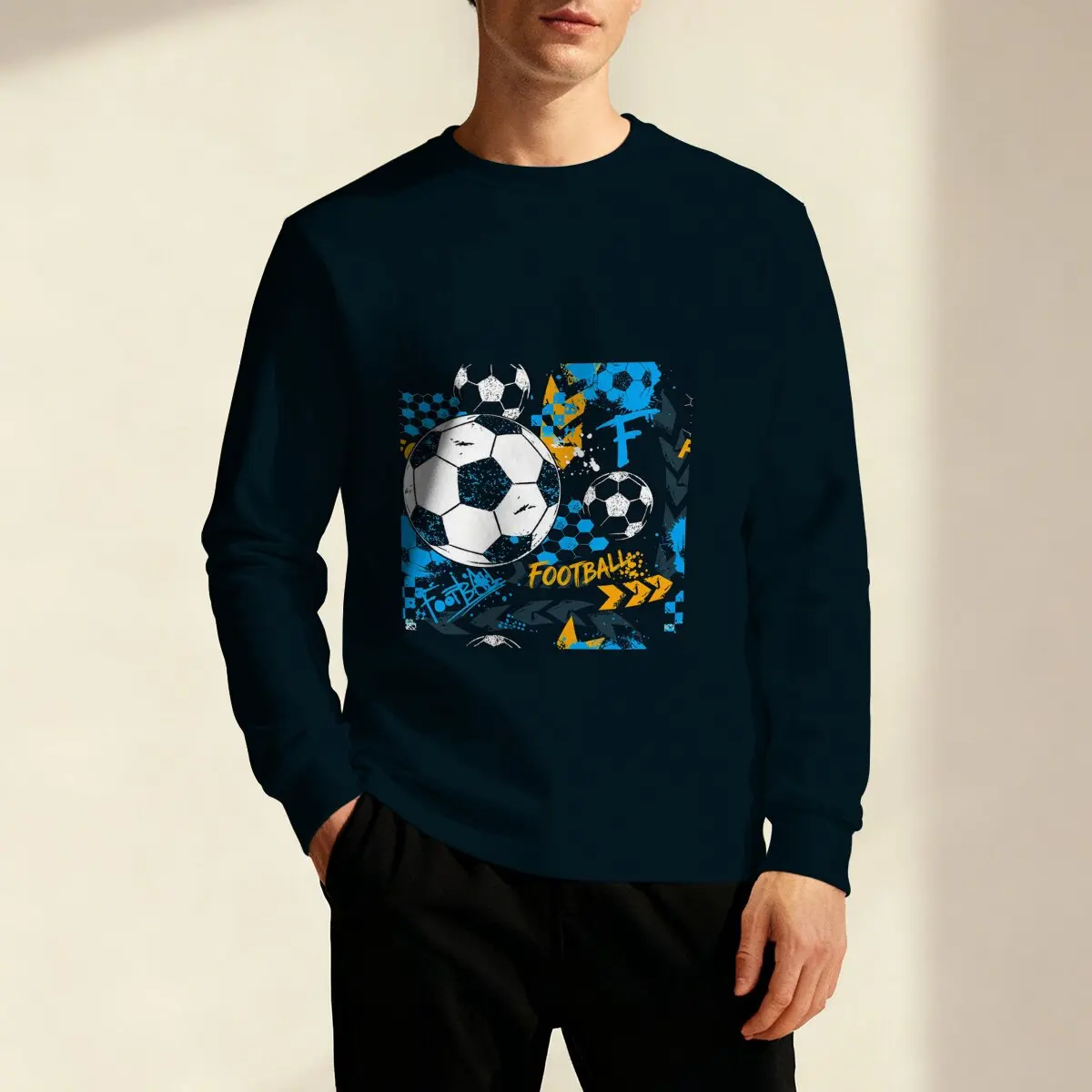 

Мужская повседневная толстовка Дизайн узор в стиле футбола, динамический спортивный стиль, обязательный товар для спичек и ежедневных прогулок.