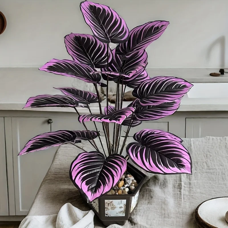 18-köpfige künstliche violette Pflanzen, realistische Boden-Bonsai-Pflanze für den Innenbereich, für Zuhause, Hochzeiten, Hotels, Gärten, Fotografie-Dekorationen – Detail 3