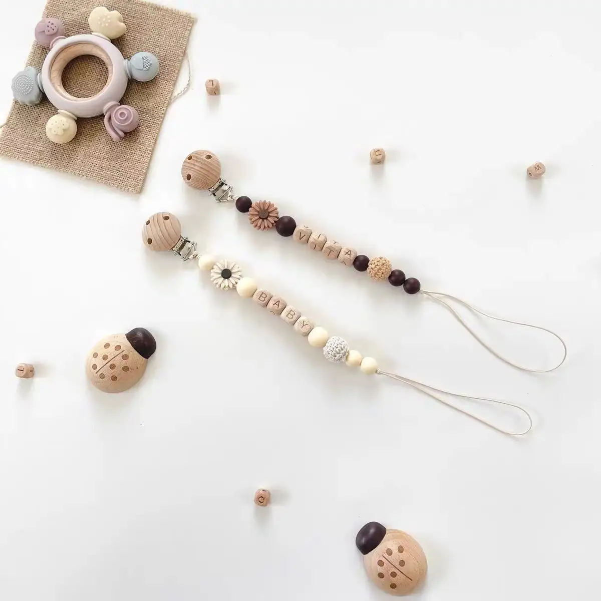 

Детское индивидуальное имя, зажимы для соски «сделай сам», цветочная силиконовая цепочка, пустышка, держатель для соски, зажим для кормления младенцев, прорезыватель для новорожденных, без BPA